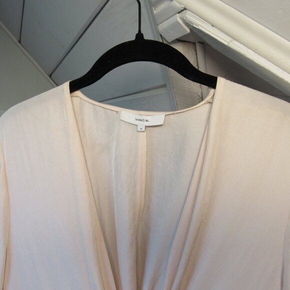 Vince. Twist Drape Long Sleeve Dress in Oat Blush Size 12 - Picture 2 of 16